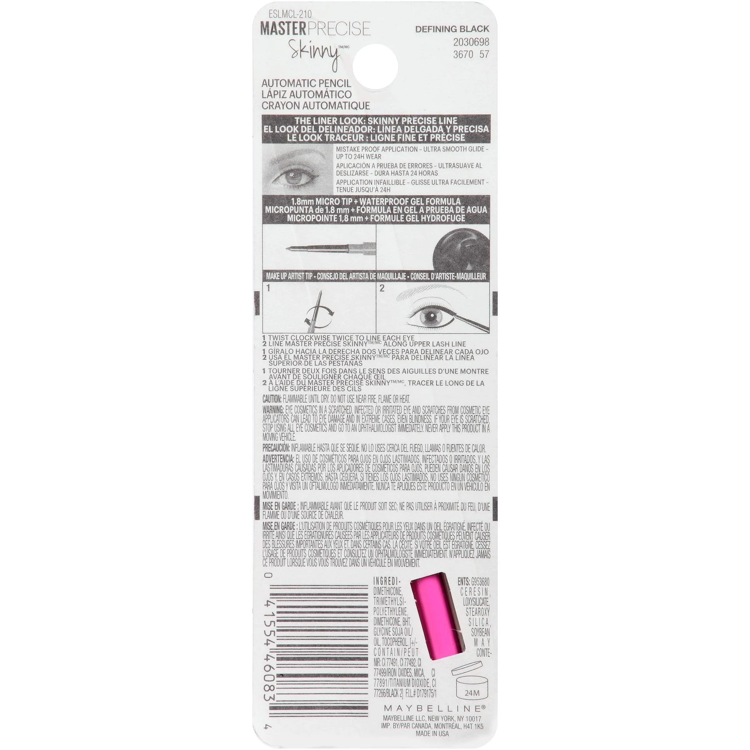 Maybelline Master Precise Skinny Gel Eyeliner Pencil, Defining Black, 0.0035 Ounce