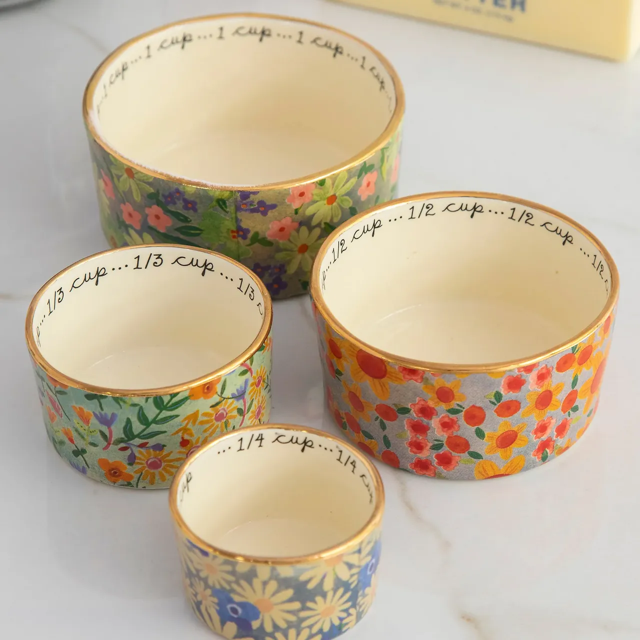Natural Life Ceramic Nesting Measuring Cups - Multi Floral