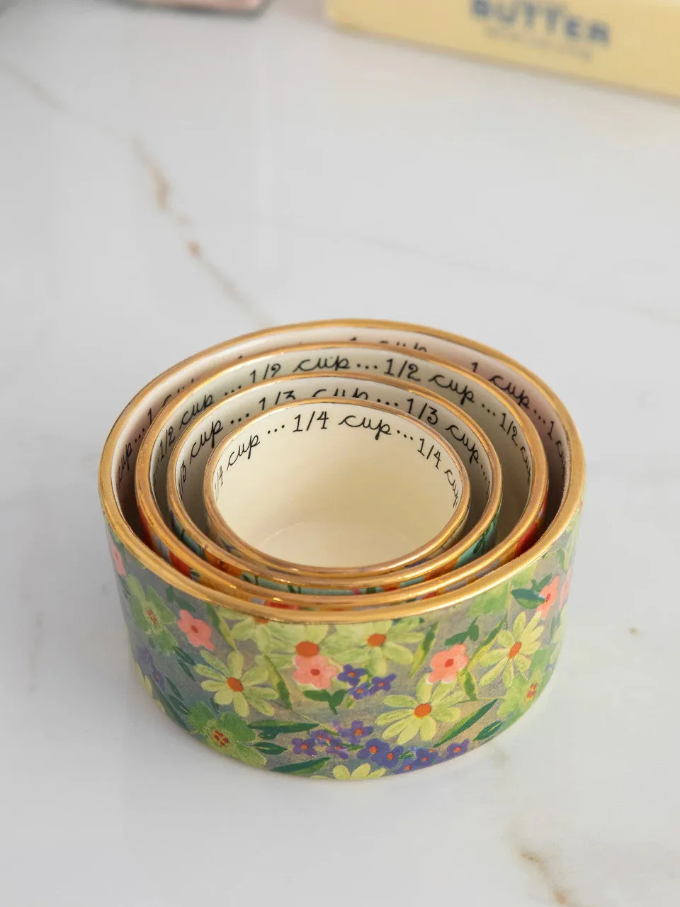 Natural Life Ceramic Nesting Measuring Cups - Multi Floral